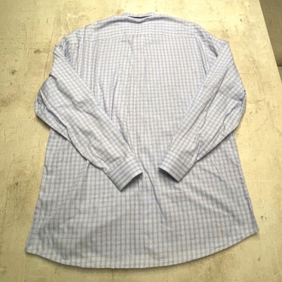 Hathaway Platinum 100% Cotton Men's Blue Plaid Dress Shirt 17-17 1/2, 35-36 - Picture 3 of 5